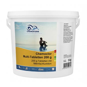 Multitab медленный хлор в таблетках по 200 г для длительного хлорирования (80% акт. хлора) 5 кг
